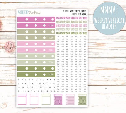 APRIL 2025 Stickers for Small Horizontal & Vertical Laurel Denise Planners. (Formerly Mini Planner) "Flower Field" || MNFF