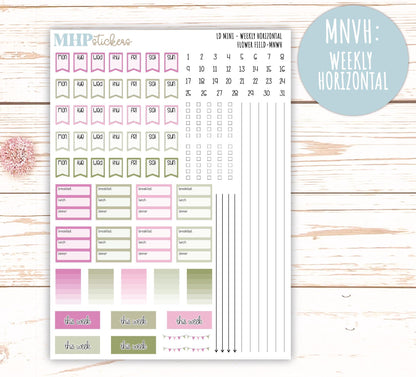 APRIL 2025 Stickers for Small Horizontal & Vertical Laurel Denise Planners. (Formerly Mini Planner) "Flower Field" || MNFF
