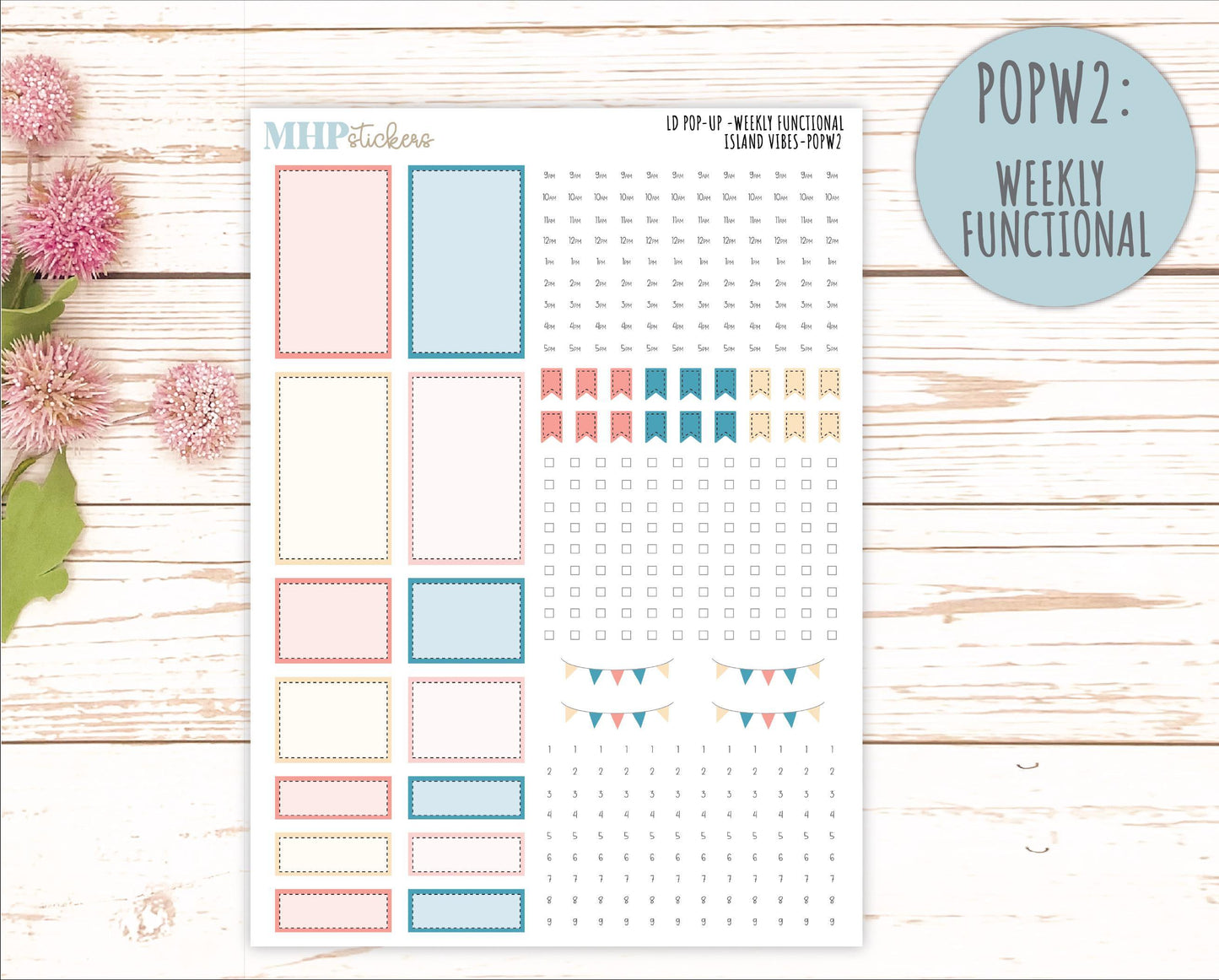 August 2025 Stickers for The Jo Laurel Denise Planner (Formerly Pop-Up Planner) "Island Vibes" || POPIV