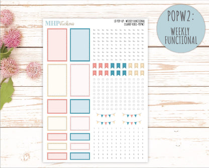 August 2025 Stickers for The Jo Laurel Denise Planner (Formerly Pop-Up Planner) "Island Vibes" || POPIV