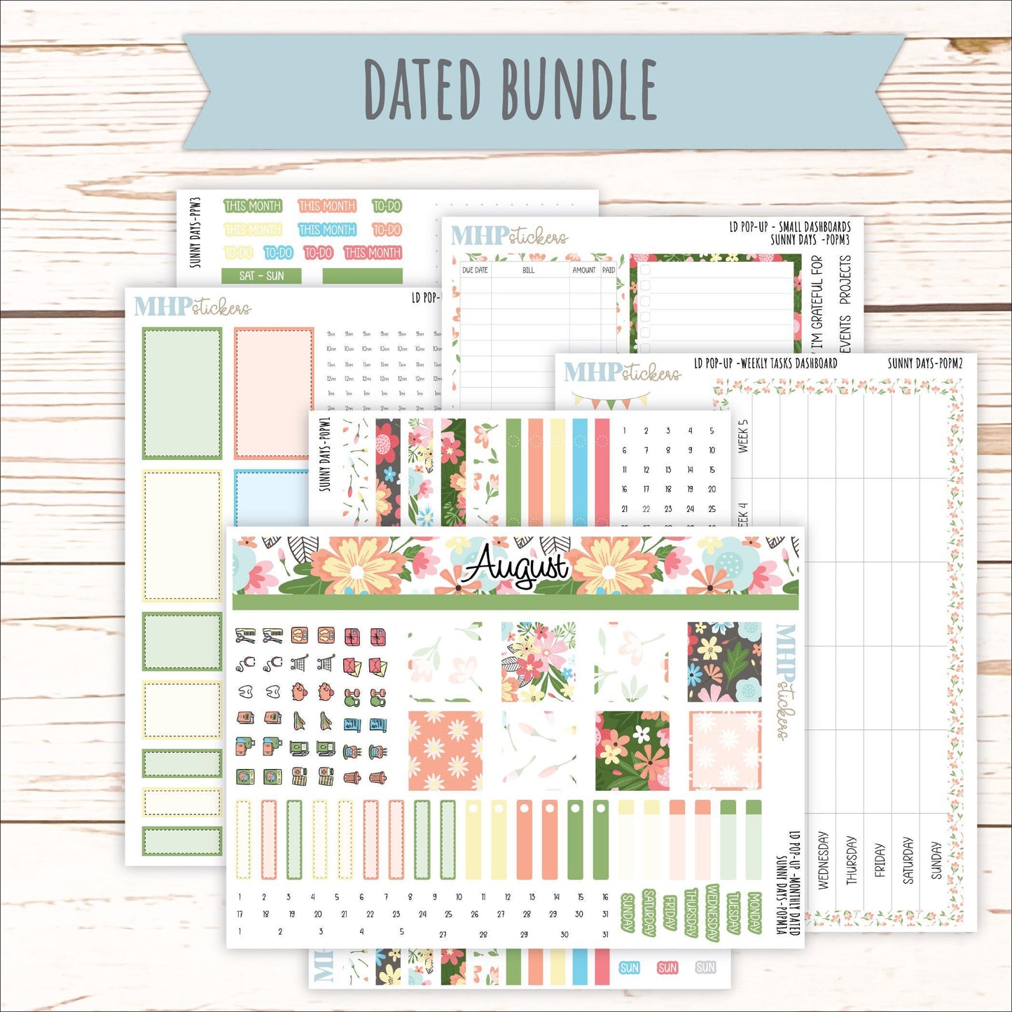 August 2025 Stickers for The Jo Laurel Denise Planner (Formerly Pop-Up Planner) "Sunny Days" || POPIV