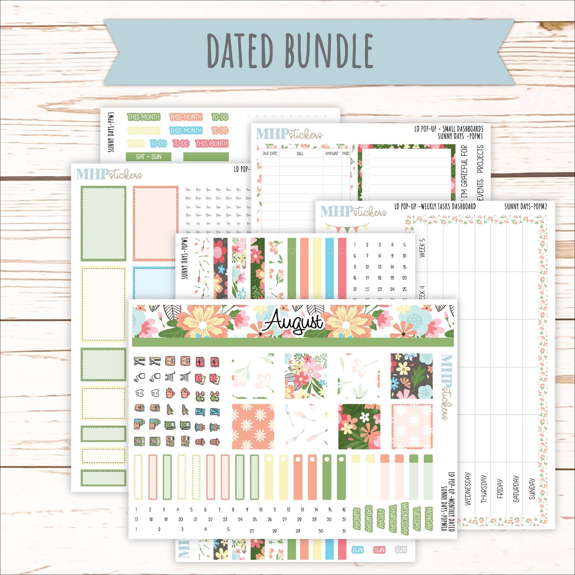 August 2025 Stickers for The Jo Laurel Denise Planner (Formerly Pop-Up Planner) "Sunny Days" || POPIV