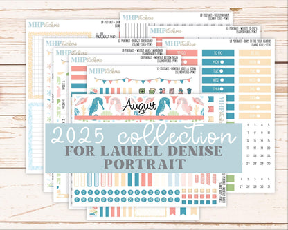 AUGUST 2025 Stickers for The Scout Laurel Denise Planner (formerly Portrait Planner). "Island Vibes" || PTIV