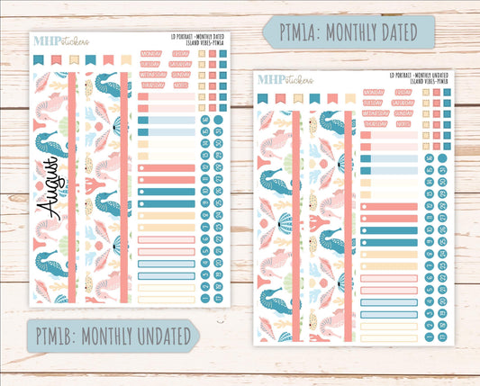 AUGUST 2025 Stickers for The Scout Laurel Denise Planner (formerly Portrait Planner). "Island Vibes" || PTIV