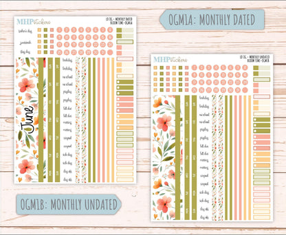 JUNE 2025 Stickers for Large size Horizontal & Vertical Laurel Denise Planner. (Formerly Original or Standar Size) "Bloom Time" || OGBT