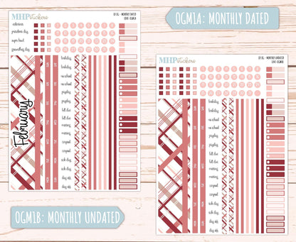 FEBRUARY 2025 Stickers for Large size Horizontal & Vertical Laurel Denise Planner. (Formerly Original or Standar Size) "Love" || OGLV