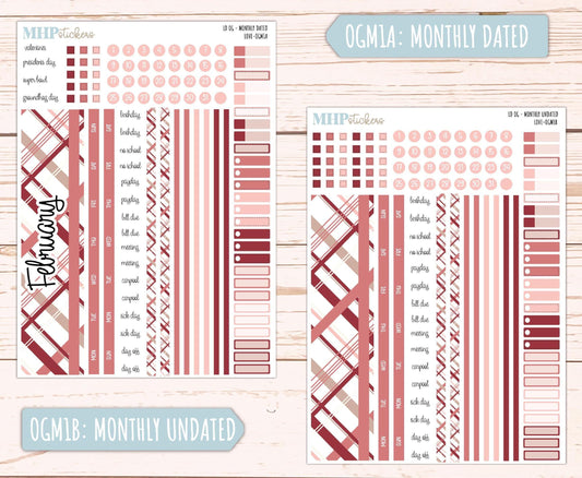 FEBRUARY 2025 Stickers for Large size Horizontal & Vertical Laurel Denise Planner. (Formerly Original or Standar Size) "Love" || OGLV