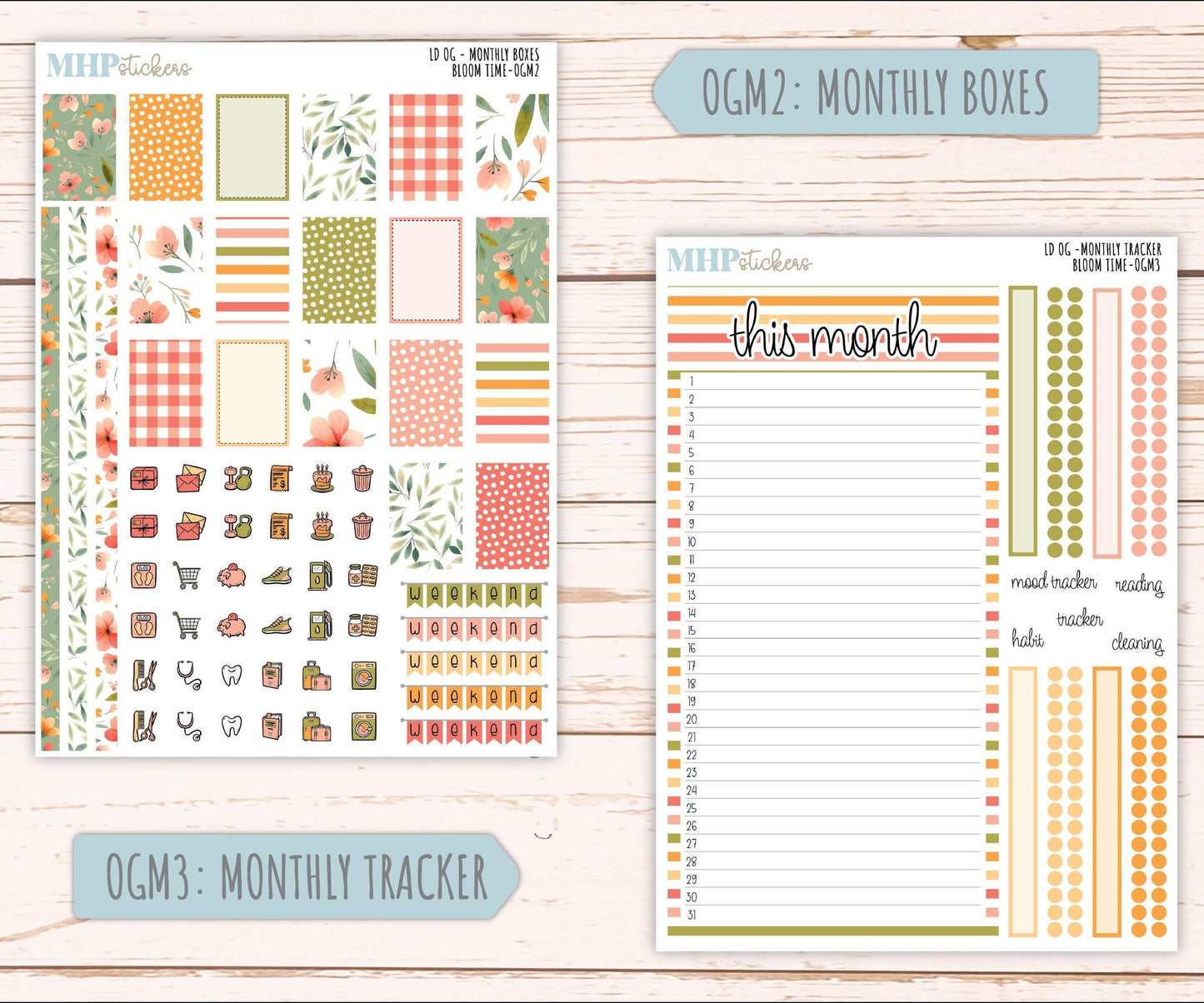 JUNE 2025 Stickers for Large size Horizontal & Vertical Laurel Denise Planner. (Formerly Original or Standar Size) "Bloom Time" || OGBT