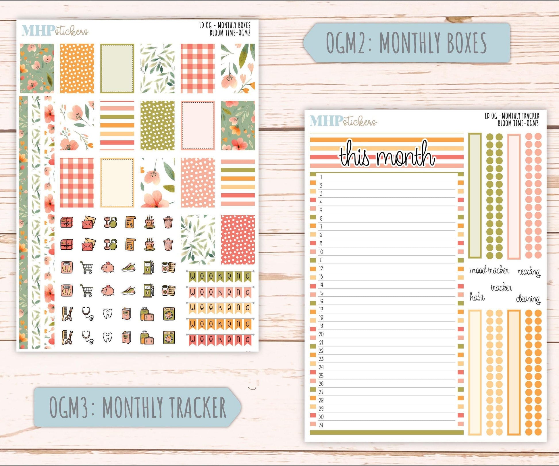 JUNE 2025 Stickers for Large size Horizontal & Vertical Laurel Denise Planner. (Formerly Original or Standar Size) "Bloom Time" || OGBT