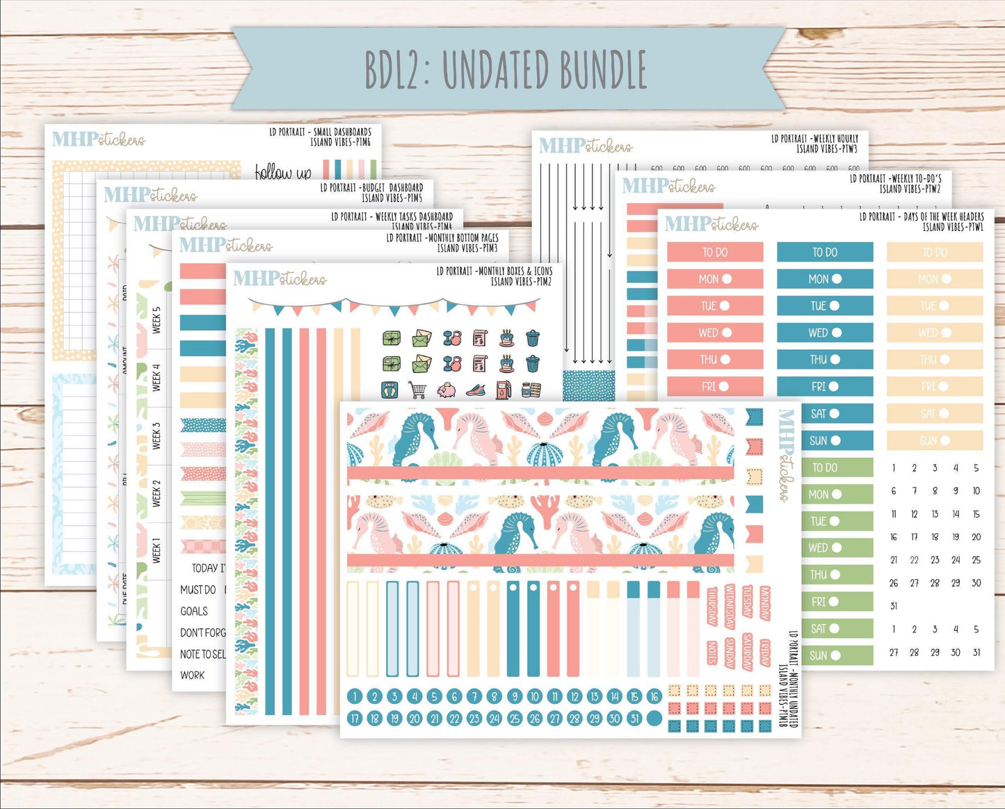AUGUST 2025 Stickers for The Scout Laurel Denise Planner (formerly Portrait Planner). "Island Vibes" || PTIV