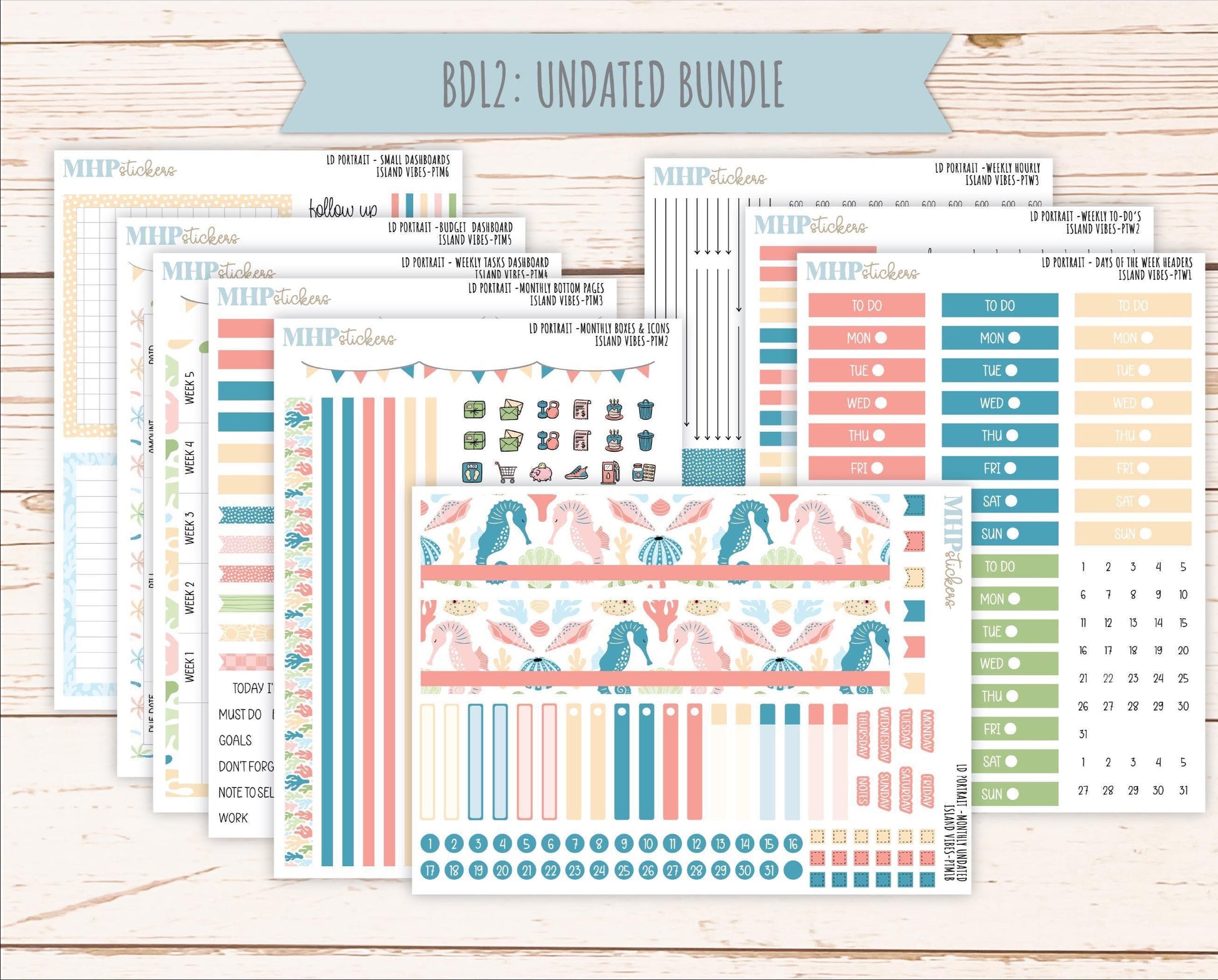 AUGUST 2025 Stickers for The Scout Laurel Denise Planner (formerly Portrait Planner). "Island Vibes" || PTIV