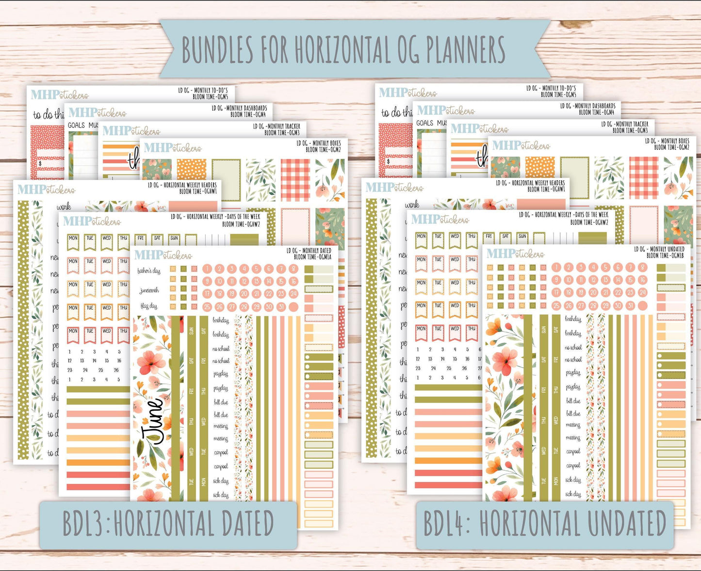JUNE 2025 Stickers for Large size Horizontal & Vertical Laurel Denise Planner. (Formerly Original or Standar Size) "Bloom Time" || OGBT