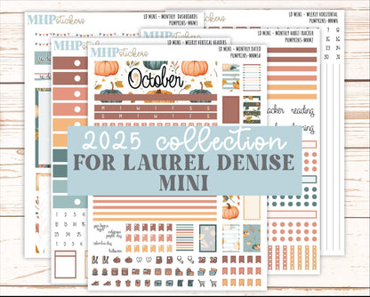 OCTOBER 2025 Stickers for Small Horizontal & Vertical Laurel Denise Planners. (Formerly Mini Planner) "Pumpkins" || MN