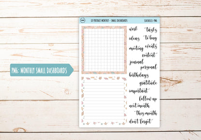 AUGUST Stickers for The Scout Laurel Denise Planner (formerly Portrait Planner). "Seashells" || PSSH