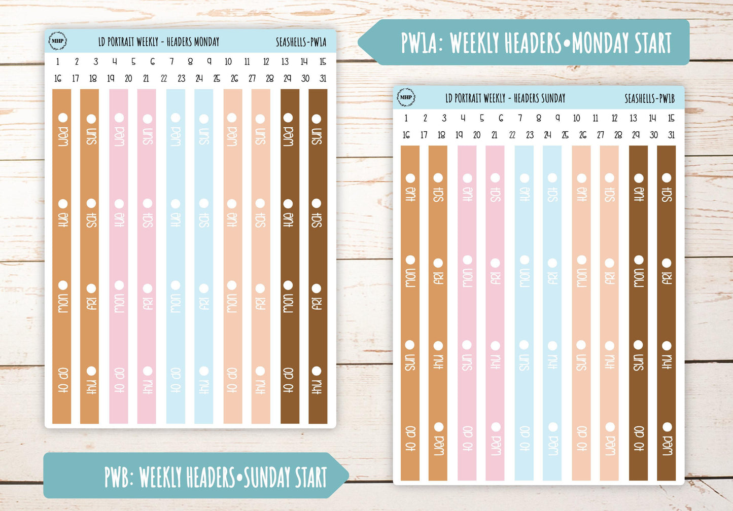 AUGUST Stickers for The Scout Laurel Denise Planner (formerly Portrait Planner). "Seashells" || PSSH