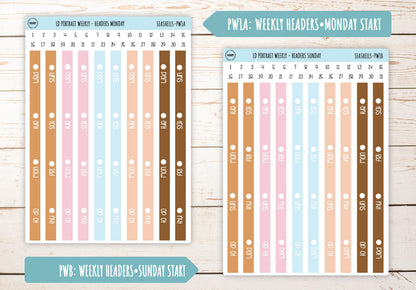 AUGUST Stickers for The Scout Laurel Denise Planner (formerly Portrait Planner). "Seashells" || PSSH