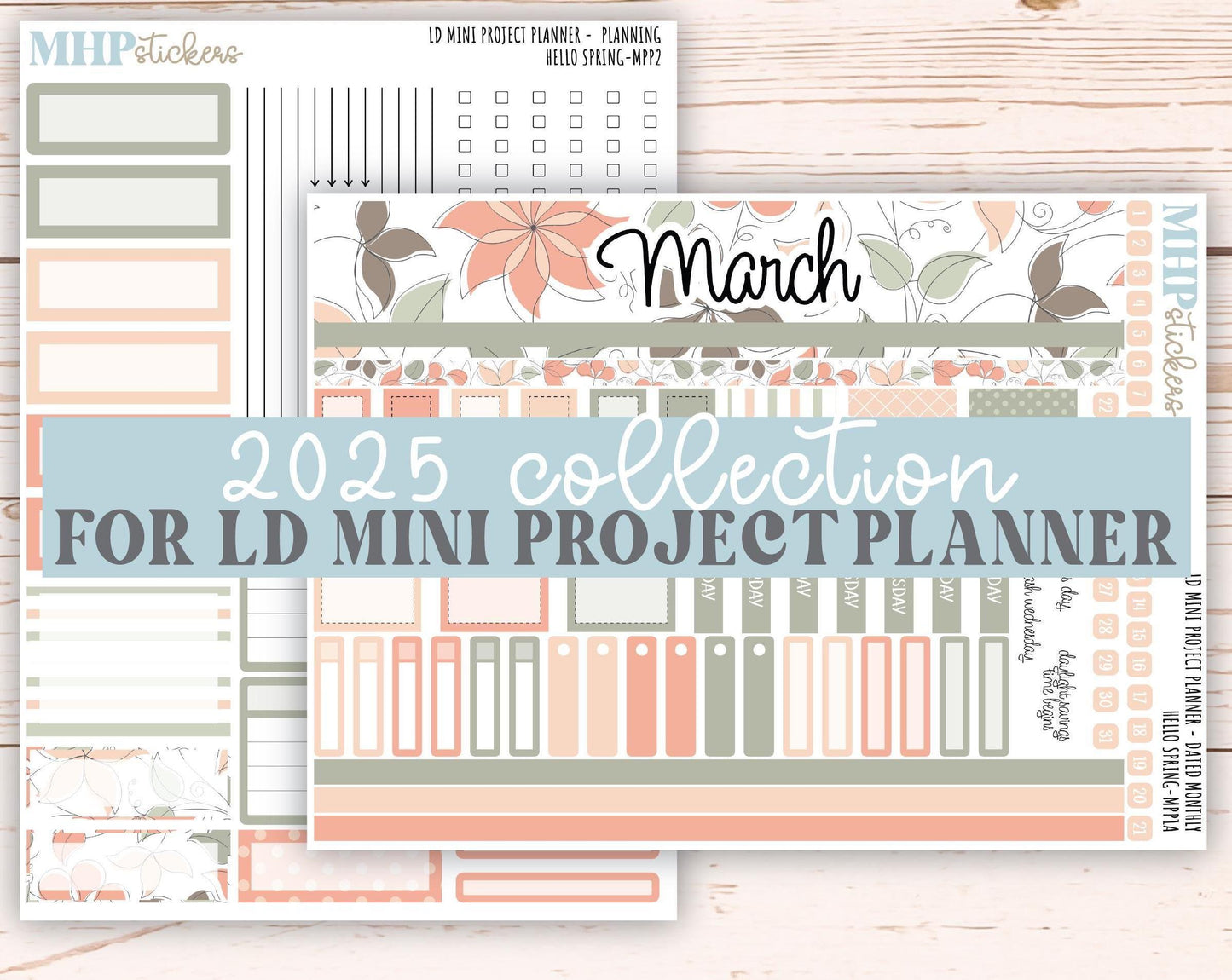 MARCH 2025 Stickers for The Rose Small Laurel Denise Planner (Formerly Mini Project Planner) "Hello Spring" || MPPHS