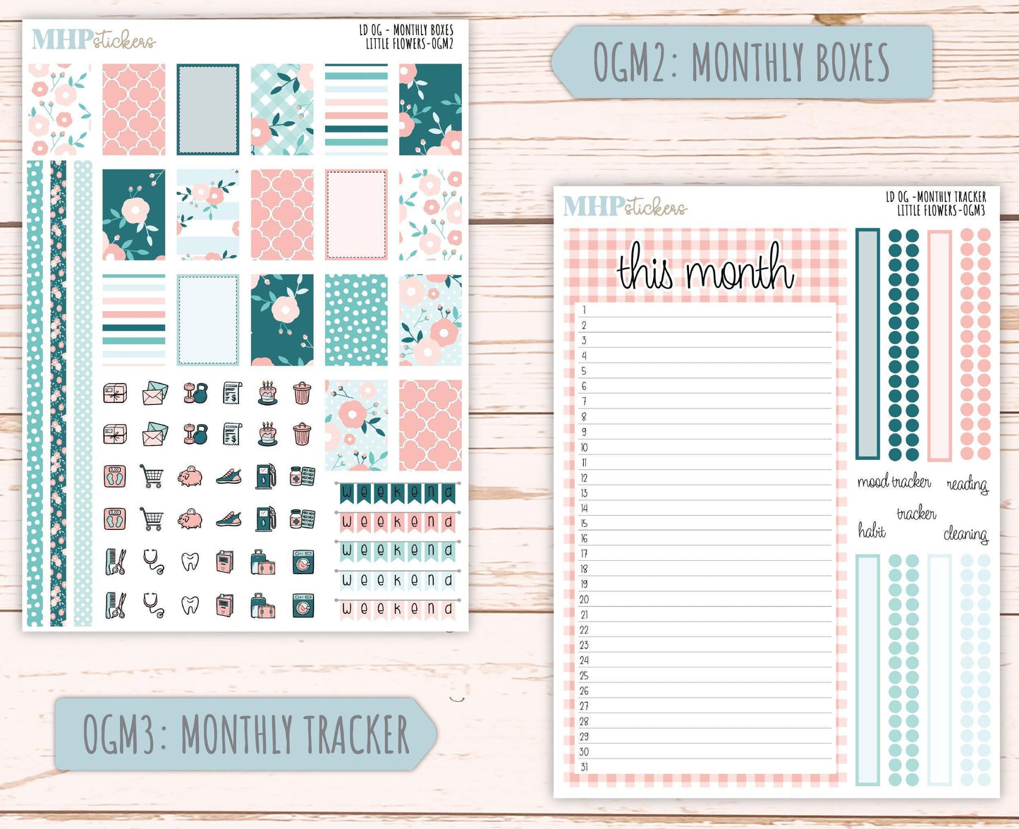 MAY 2025 Stickers for Large size Horizontal & Vertical Laurel Denise Planner. (Formerly Original or Standar Size) "Little Flowers" || OGLF