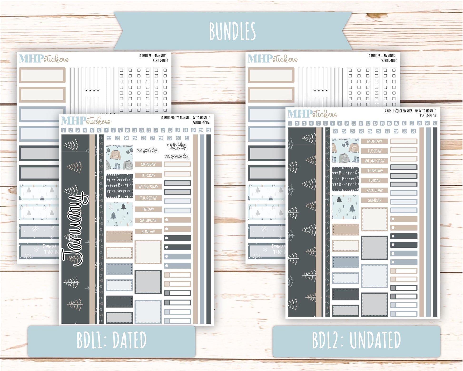 JANUARY 2025 Stickers for The Rose Small Laurel Denise Planner (Formerly Mini Project Planner) "Winter" || MPPW