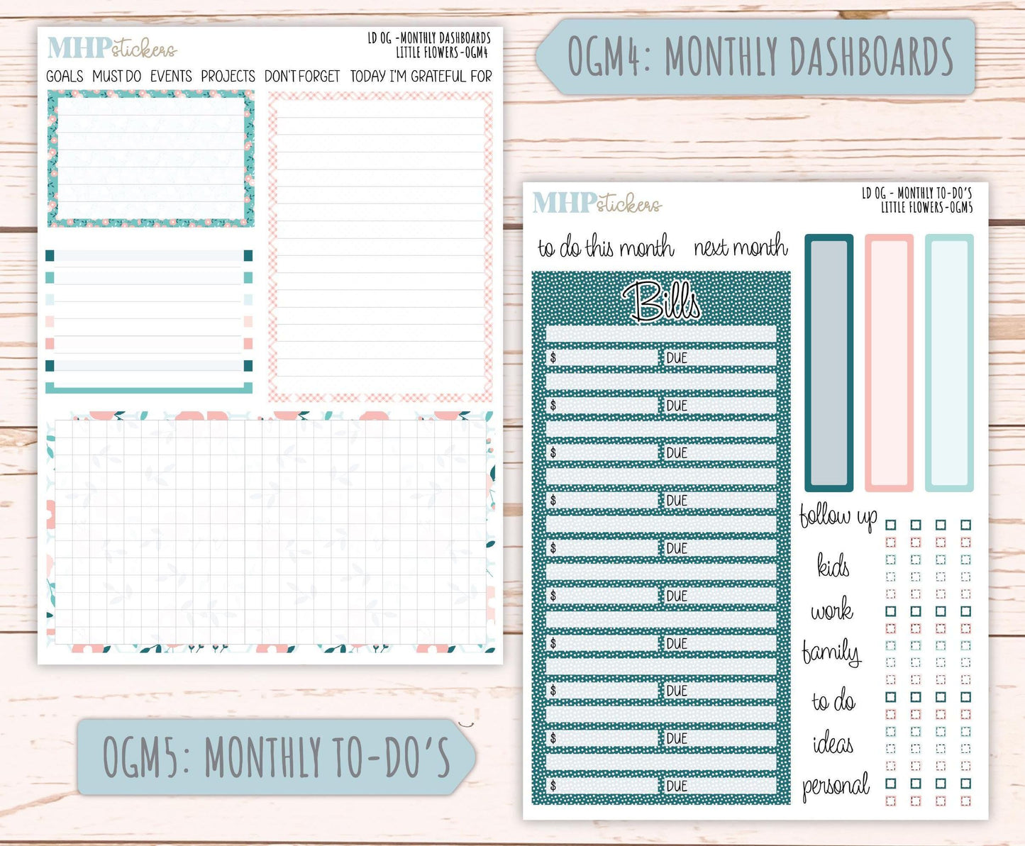 MAY 2025 Stickers for Large size Horizontal & Vertical Laurel Denise Planner. (Formerly Original or Standar Size) "Little Flowers" || OGLF