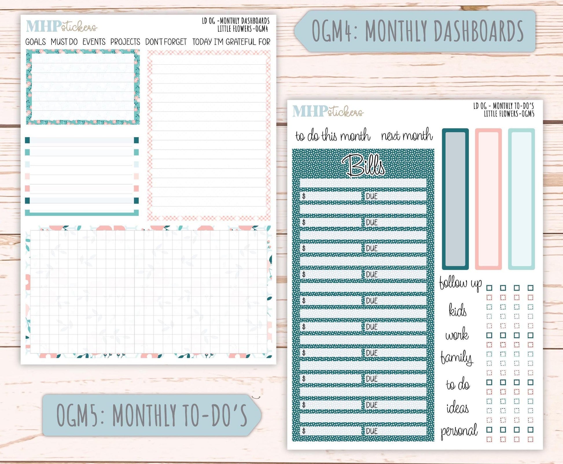 MAY 2025 Stickers for Large size Horizontal & Vertical Laurel Denise Planner. (Formerly Original or Standar Size) "Little Flowers" || OGLF