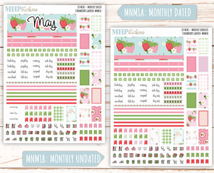 MAY 2025 Stickers for Small Horizontal & Vertical Laurel Denise Planners. (Formerly Mini Planner) "Strawberry Garden" || MNSG
