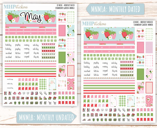 MAY 2025 Stickers for Small Horizontal & Vertical Laurel Denise Planners. (Formerly Mini Planner) "Strawberry Garden" || MNSG