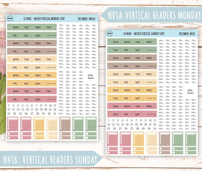 DECEMBER Neutral Color Stickers for Small Horizontal & Vertical Laurel Denise Planners. (Formerly Mini Planner) || NDEC