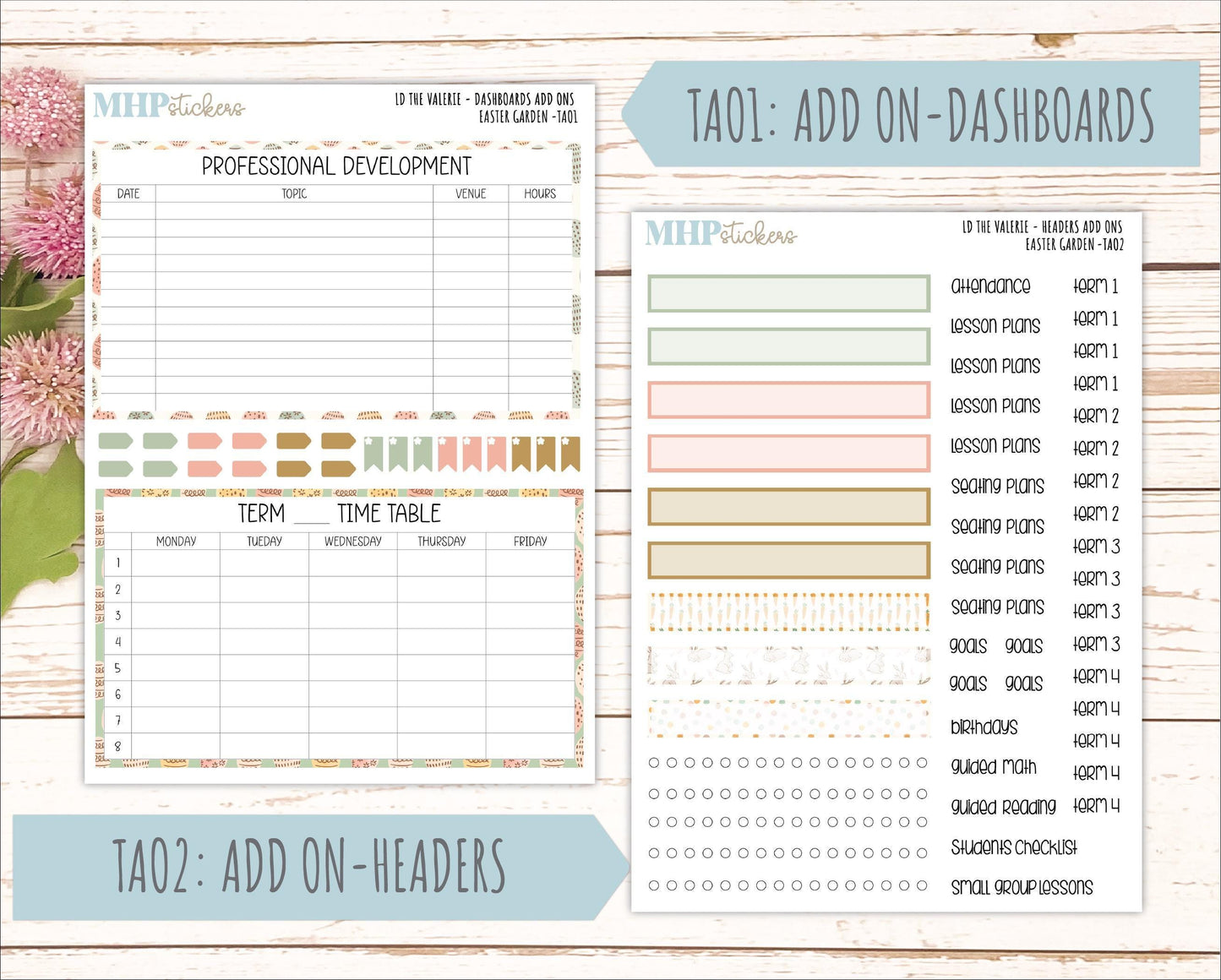 APRIL Stickers for The Valerie Laurel Denise Planner (Formerly Teacher Planner) "Easter Garden" || TC