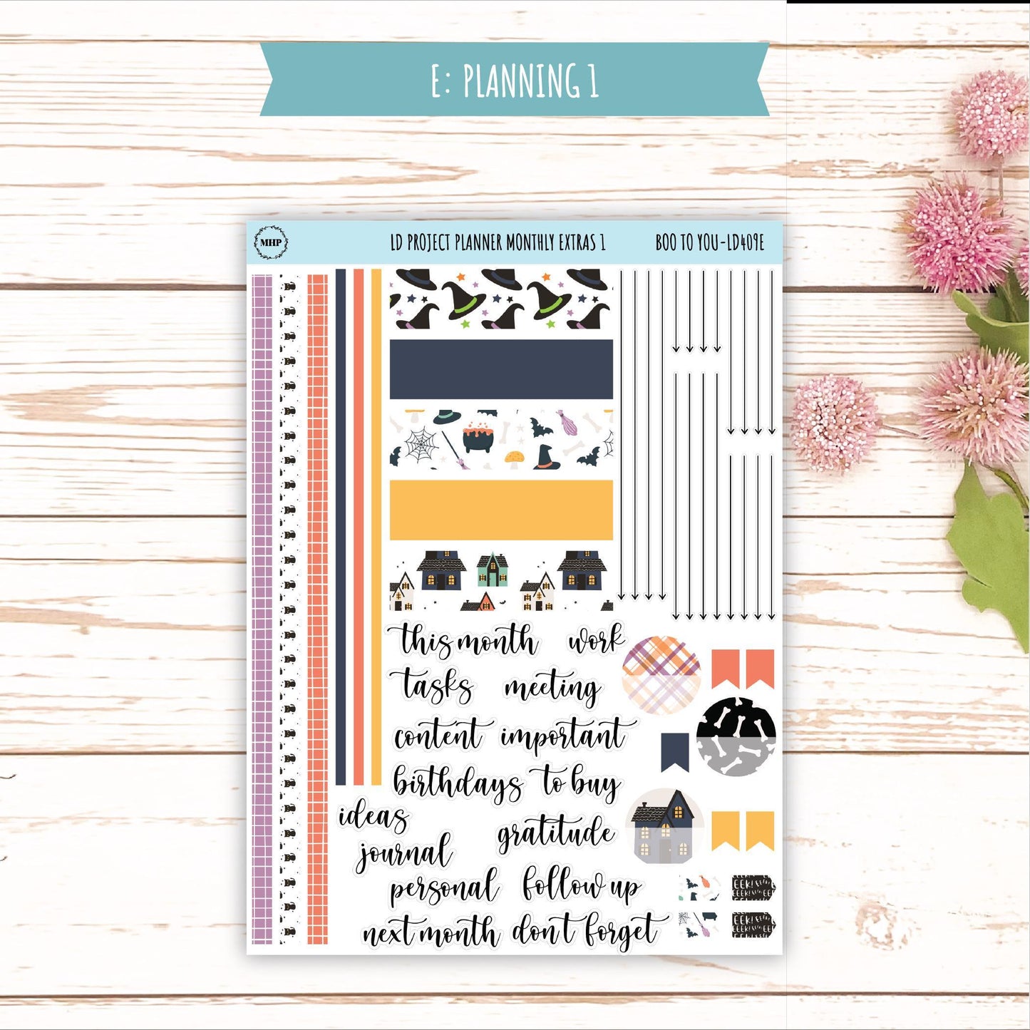 OCTOBER Stickers for The Rose Large Laurel Denise Planner (Formerly Project Planner) "Boo to You" || LD409BY