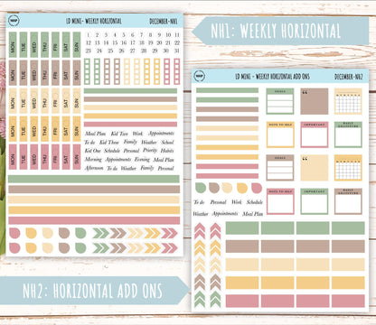 DECEMBER Neutral Color Stickers for Small Horizontal & Vertical Laurel Denise Planners. (Formerly Mini Planner) || NDEC