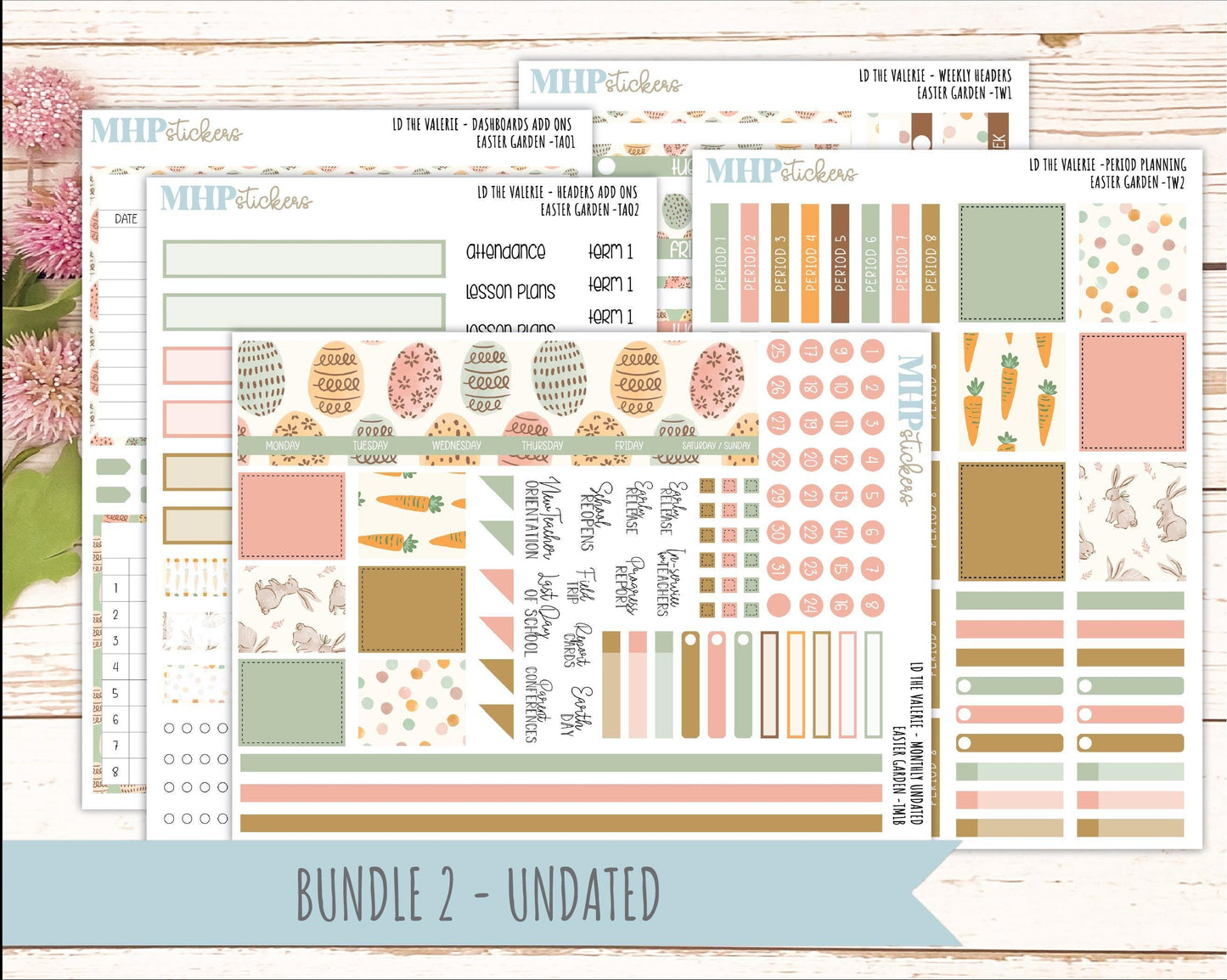 APRIL Stickers for The Valerie Laurel Denise Planner (Formerly Teacher Planner) "Easter Garden" || TC