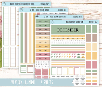 DECEMBER Neutral Color Stickers for Small Horizontal & Vertical Laurel Denise Planners. (Formerly Mini Planner) || NDEC