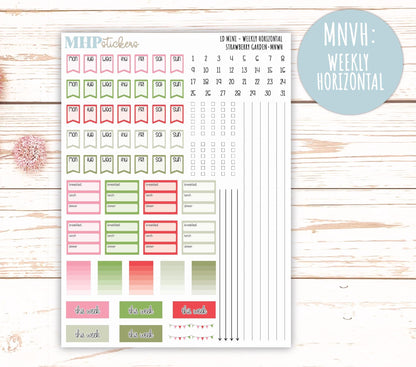 MAY 2025 Stickers for Small Horizontal & Vertical Laurel Denise Planners. (Formerly Mini Planner) "Strawberry Garden" || MNSG