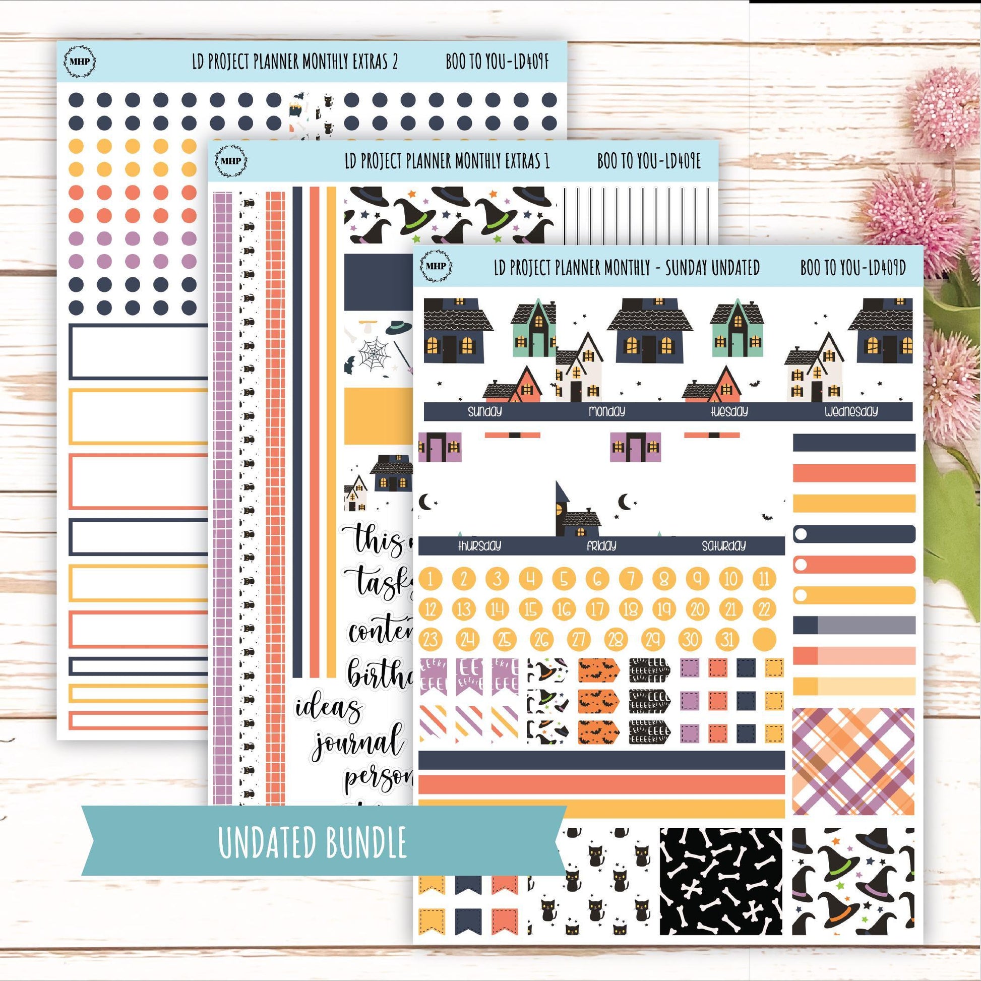 OCTOBER Stickers for The Rose Large Laurel Denise Planner (Formerly Project Planner) "Boo to You" || LD409BY