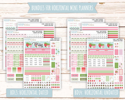 MAY 2025 Stickers for Small Horizontal & Vertical Laurel Denise Planners. (Formerly Mini Planner) "Strawberry Garden" || MNSG