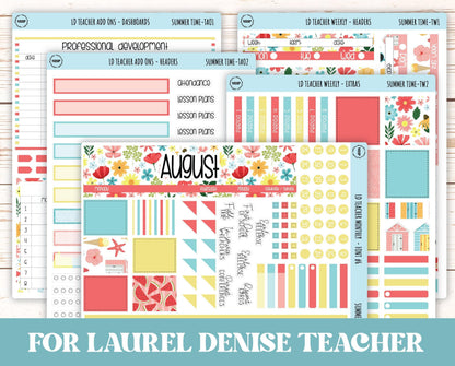 AUGUST Stickers for The Valerie Laurel Denise Planner (Formerly Teacher Planner) "Summer Time" || TST
