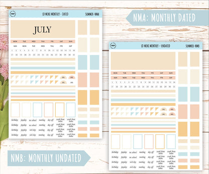 JULY Neutral Color Stickers for small Laurel Denise Planners || NJUL