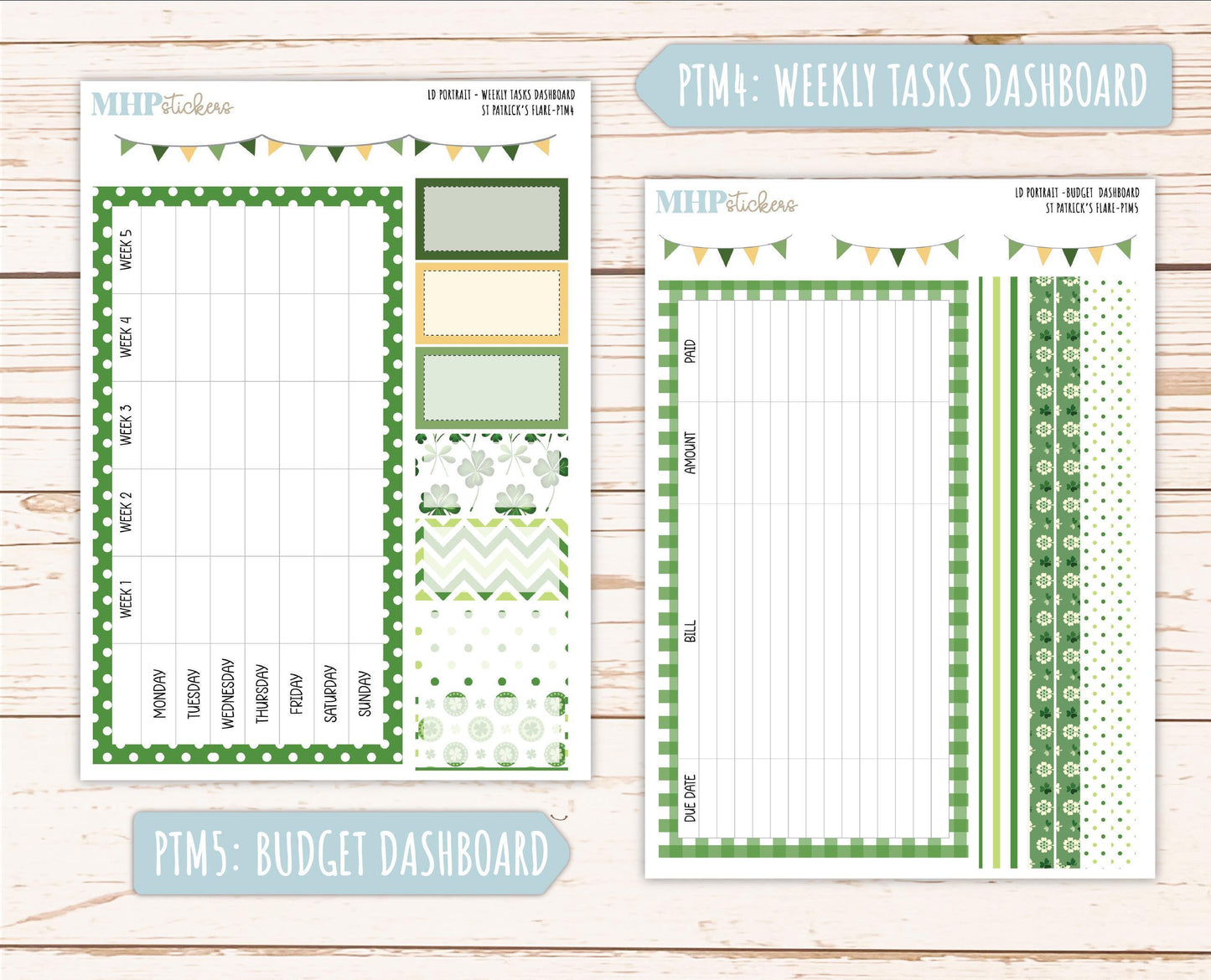 MARCH 2025 Stickers for The Scout Laurel Denise Planner (formerly Portrait Planner). "St Patrick's Flare" || PTSPF