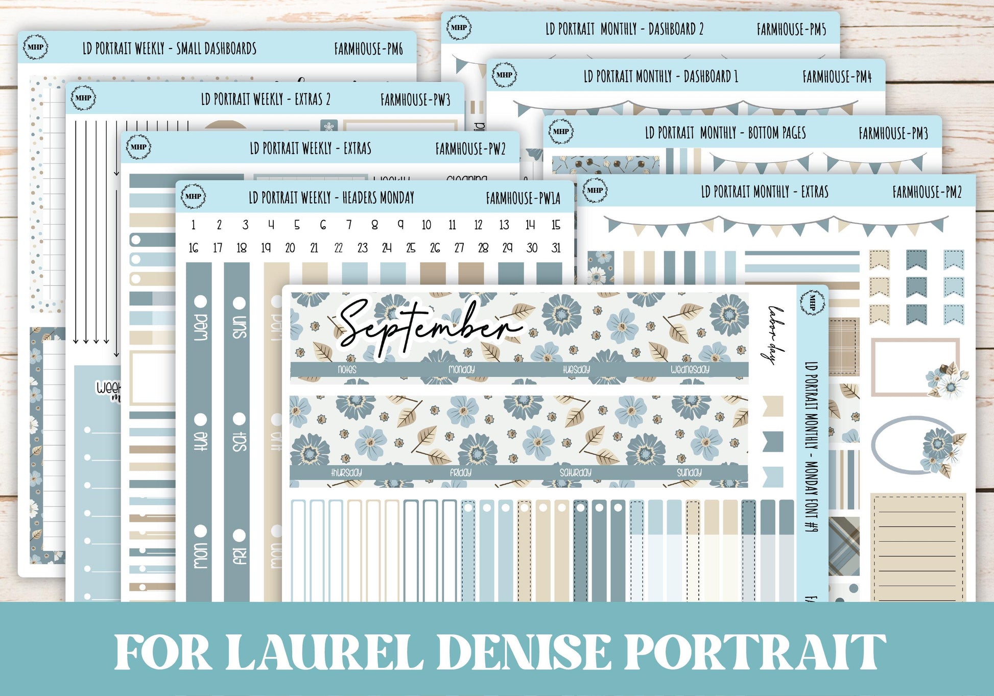 SEPTEMBER Stickers for The Scout Laurel Denise Planner (formerly Portrait Planner). "Farmhouse" || PFH