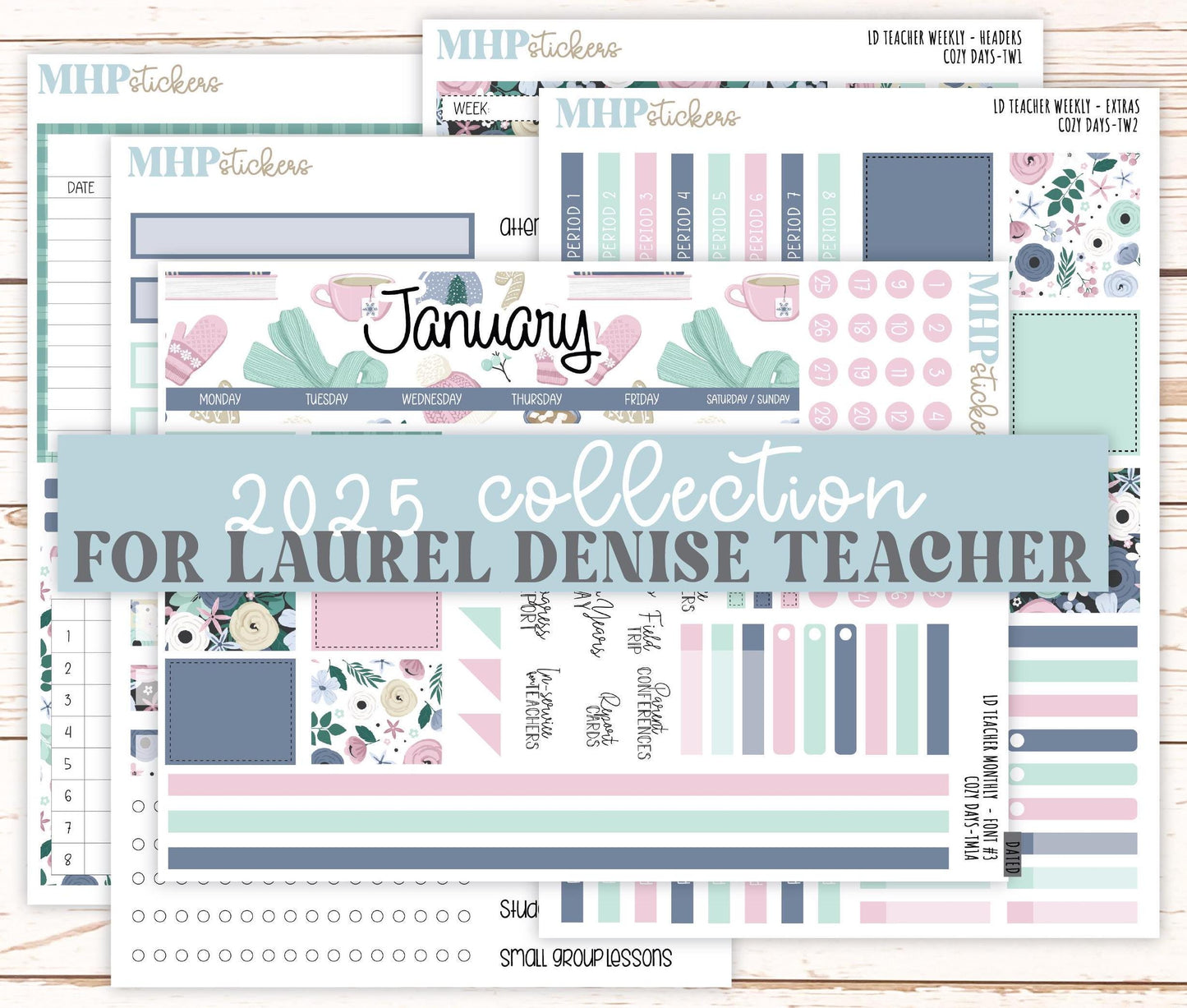 JANUARY Stickers for The Valerie Laurel Denise Planner (Formerly Teacher Planner) "Cozy Days" || TCD