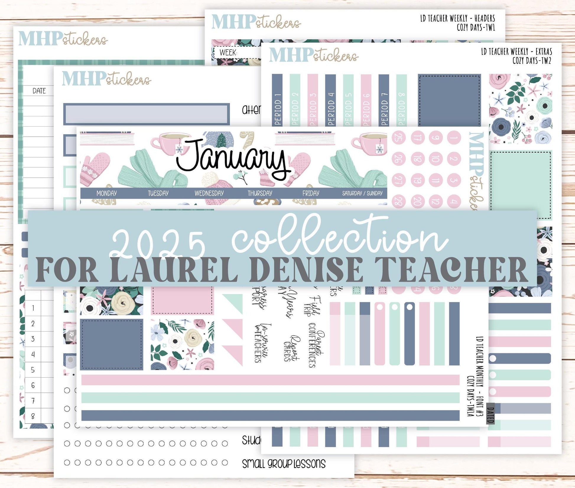 JANUARY Stickers for The Valerie Laurel Denise Planner (Formerly Teacher Planner) "Cozy Days" || TCD