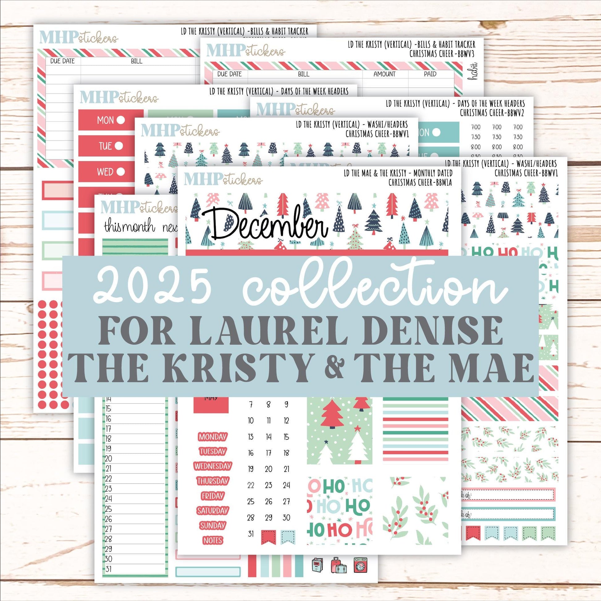DECEMBER 2025 Stickers for The Mae & The Kristy Laurel Denise Planners ( Formerly Book Bound Planner) "Christmas Cheer" || BB