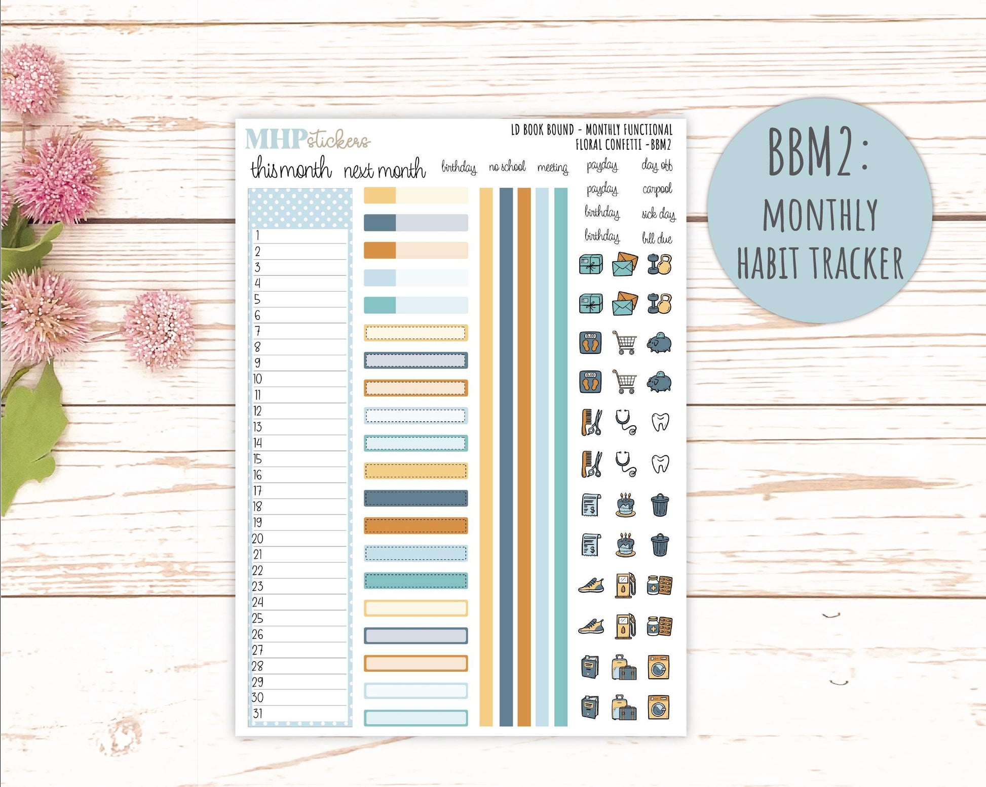 June 2025 Stickers for The Mae & The Kristy Laurel Denise Planners ( Formerly Book Bound Planner) "Floral Confetti" || BB