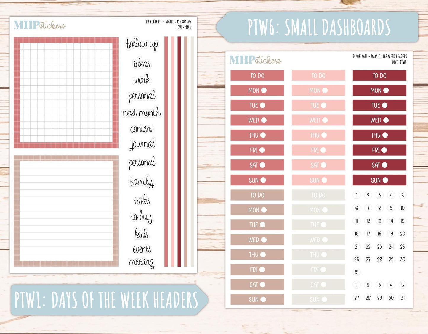 FEBRUARY 2025 Stickers for The Scout Laurel Denise Planner (formerly Portrait Planner). "Love" || PTLV