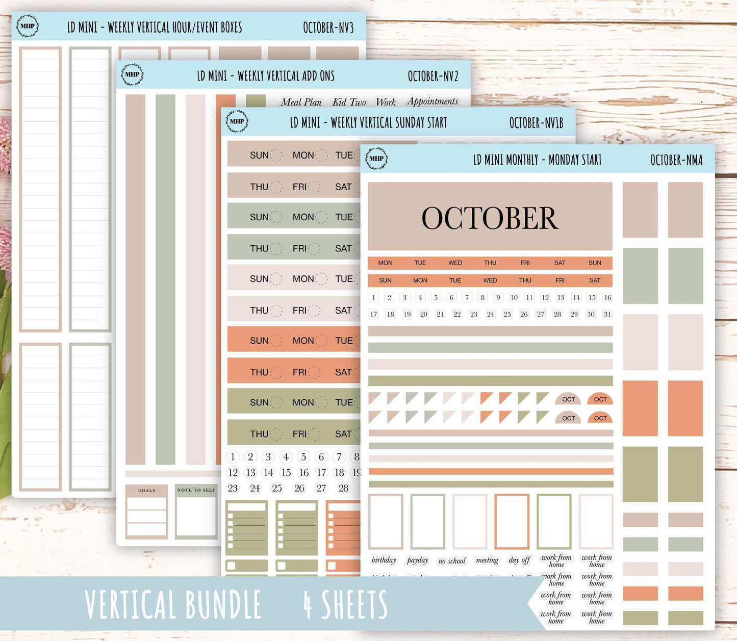 OCTOBER Neutral Color Stickers for small Laurel Denise Planners || NOCT