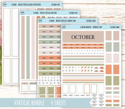 OCTOBER Neutral Color Stickers for small Laurel Denise Planners || NOCT