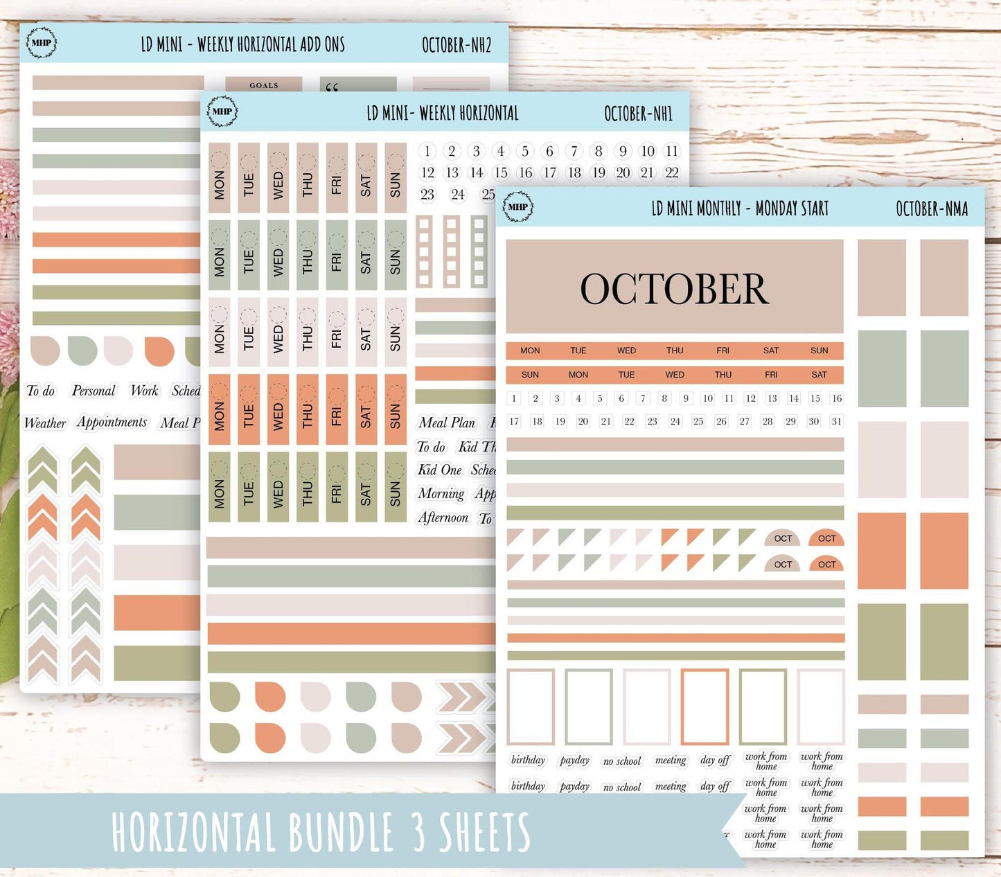 OCTOBER Neutral Color Stickers for small Laurel Denise Planners || NOCT