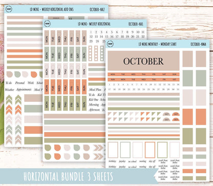 OCTOBER Neutral Color Stickers for small Laurel Denise Planners || NOCT