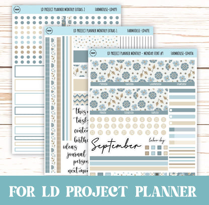 SEPTEMBER Stickers for The Rose Large Laurel Denise Planner (Formerly Project Planner) "Farmhouse" || LD409FH